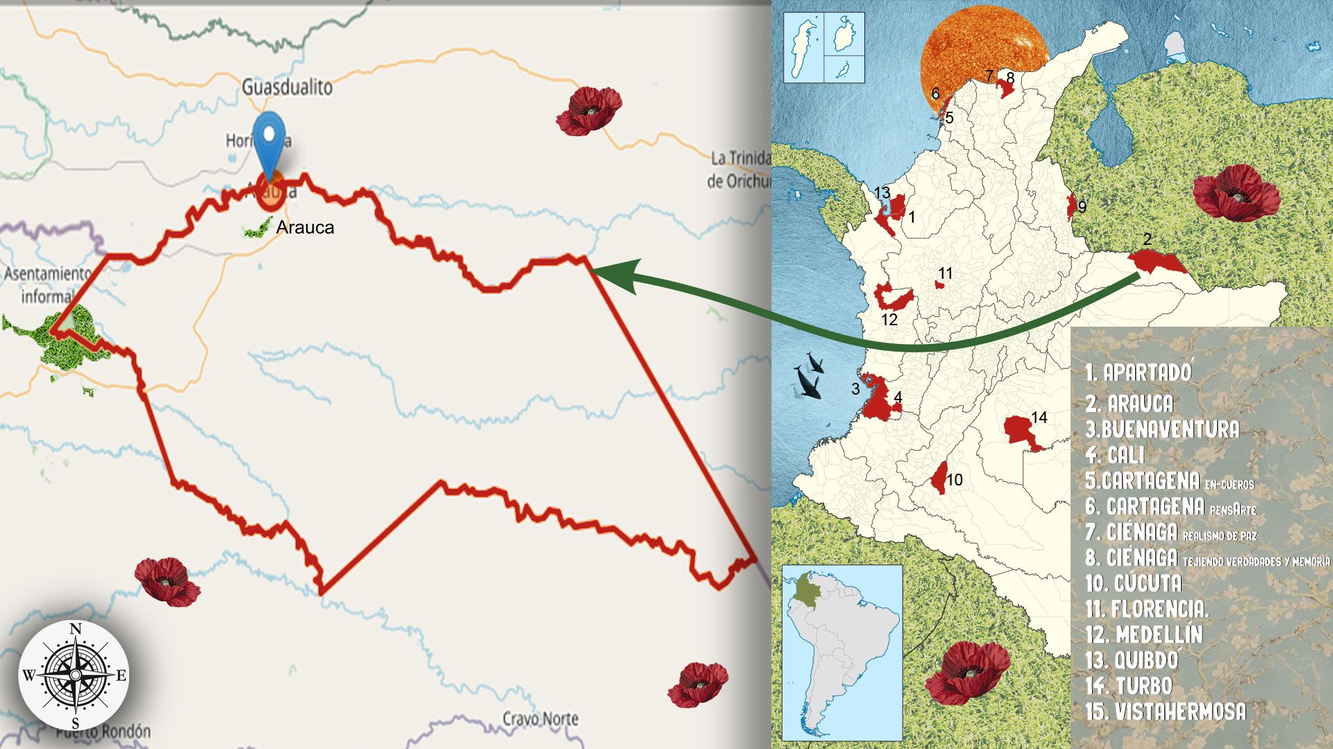 Mapa de Arauca, Arauca experiencias de Casas de la Verdad con Sentido