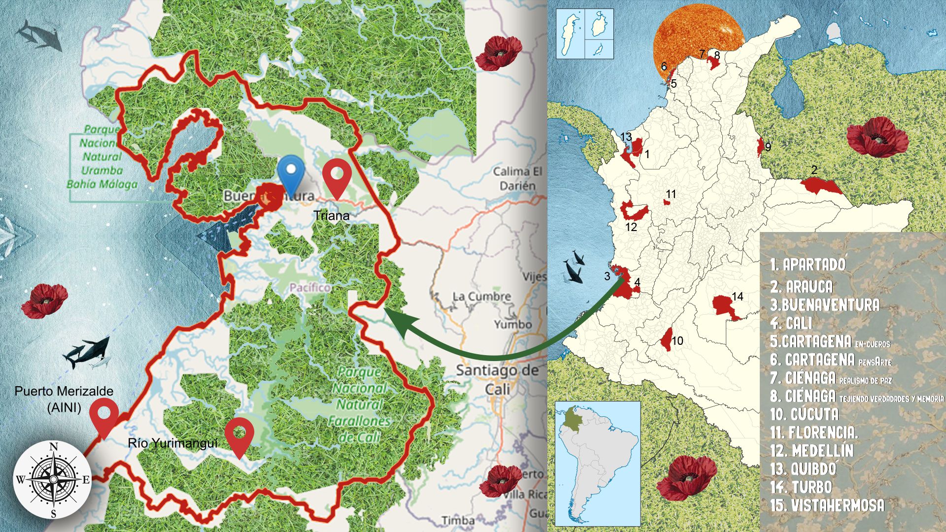Mapa de Buenaventura, Valle experiencias de Casas de la Verdad con Sentido
