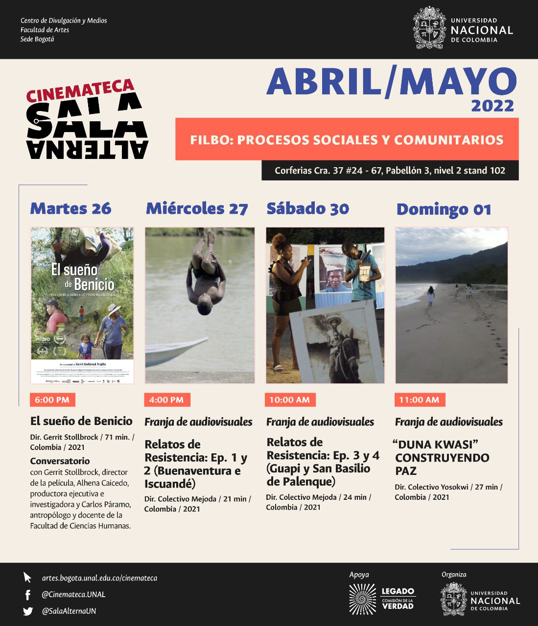 Programación Cinemateca Feria del Libro de Bogotá 2022