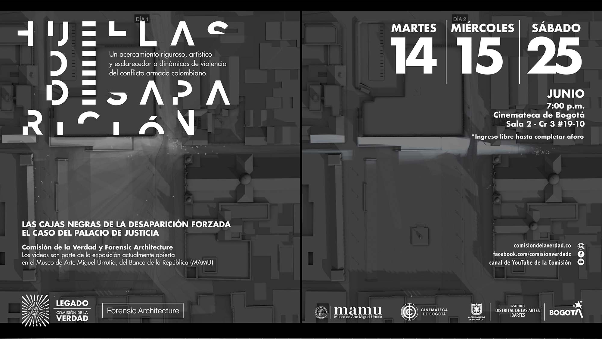Invitación junio 'Huellas de desaparición' Cinemateca Bogotá