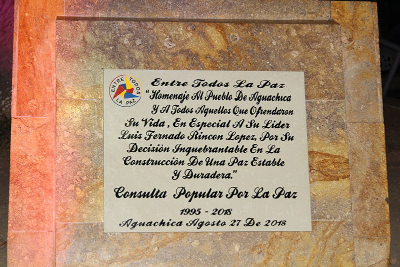 Placa en Aguachica, Cesar