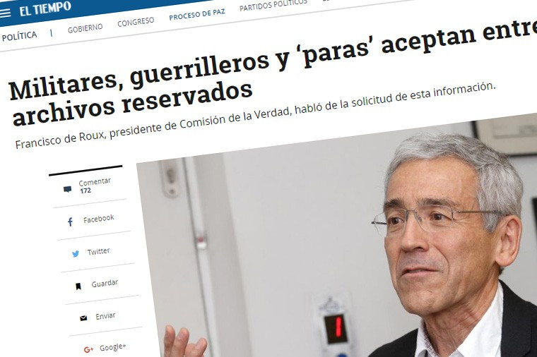 Militares, guerrilleros y ‘paras’ aceptan entregar archivos reservados
