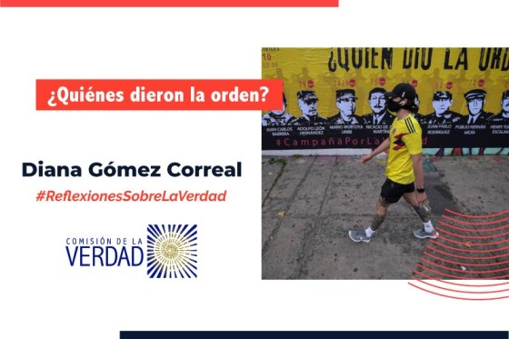 El mural "&iquest;Qui&eacute;n dio la orden?" ha sido ubicado en dos ocasiones al lado de las instalaciones de la Jurisdicci&oacute;n Especial para la Paz, por parte de v&iacute;ctimas y organizaciones sociales. / Mauricio Alvarado